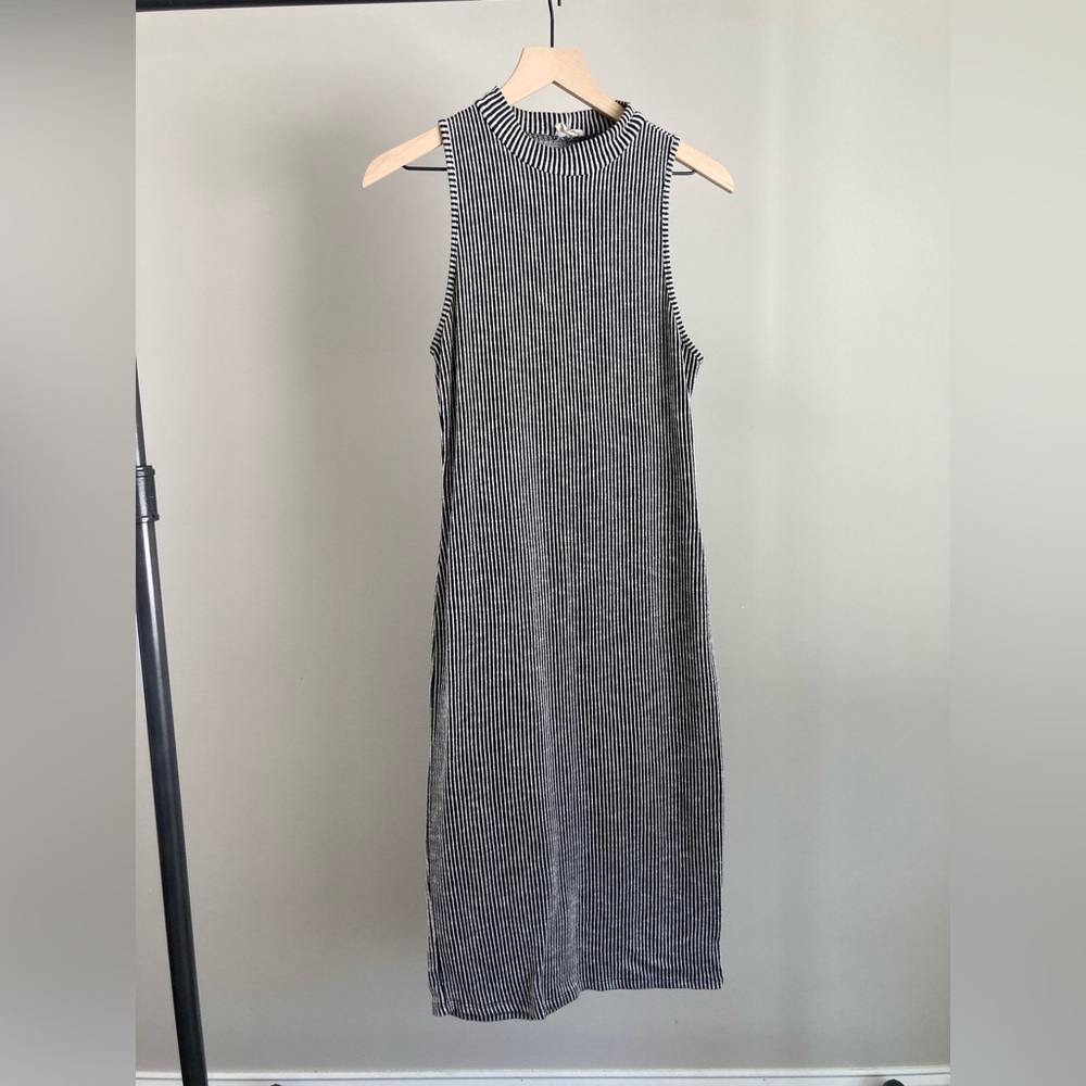 Striped Bodycon Dress - black white soft dress